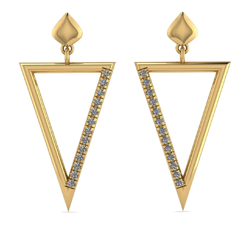 Trendy Silver Earrings For Modern Fashion-Triangle Diamond Stud Earrings - Amiyah No. 1