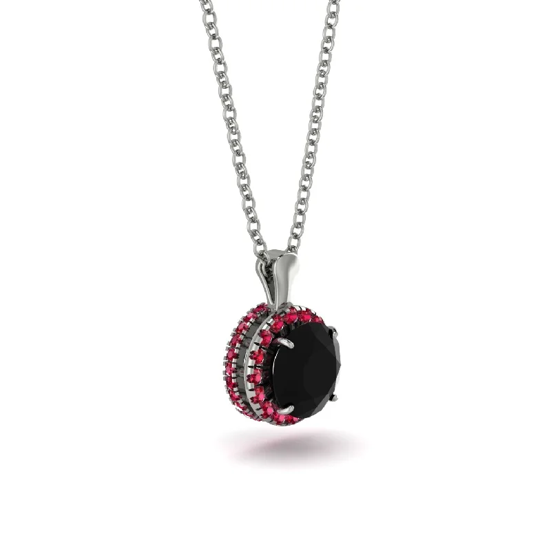 Hidden Halo Black Diamond Necklace - Catalina No. 54