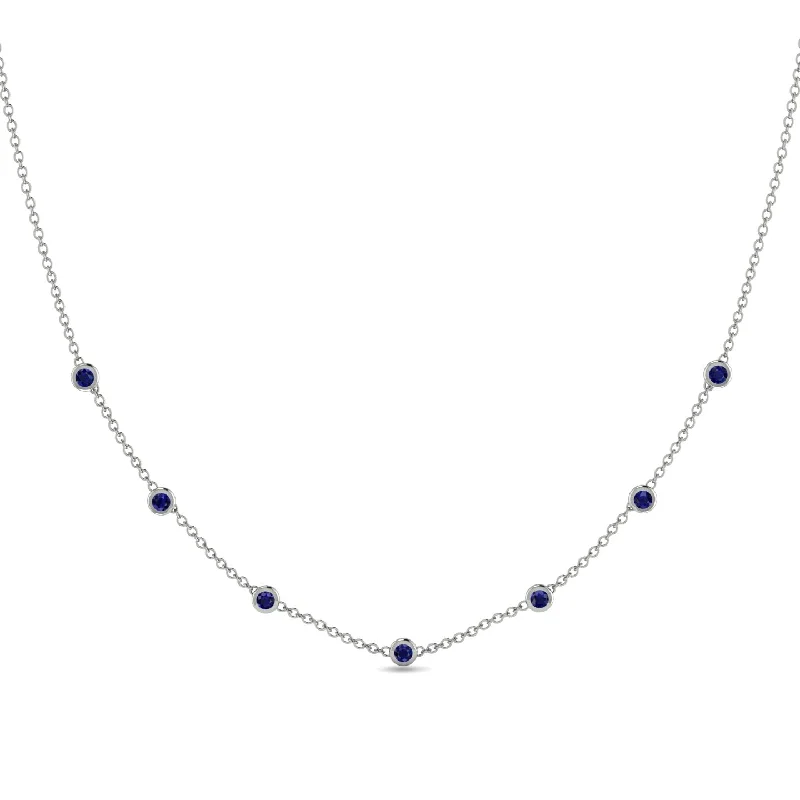 Minimalist Bezel Sapphire Necklace - Liv No. 15