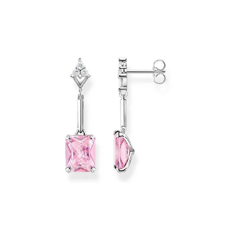 Silver Stud Earrings For Sophisticated Style-Thomas Sabo Sterling Silver Heritage Pink Cubic Zirconia Drop Earrings