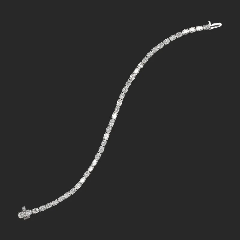 Luxury Gemstone-Set Bracelets For High-End Fashion-LAB CREATED DIAMOND TENNIS BRACELET OVAL SHAPE CUT 7.75ct CLASSIC 14k WHITE GOLD