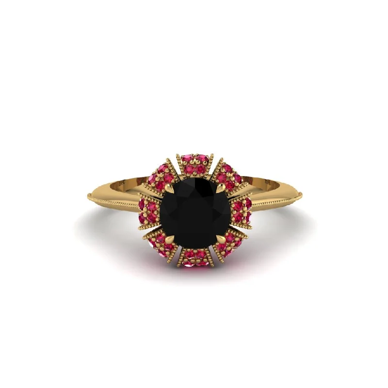 Affordable Engagement Rings For Budget Brides-Ruby Crown Halo Engagement Ring - Annie No. 52