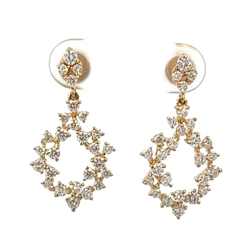 Luxury Pearl Earrings For Brides-Yellow Gold Diamond Dangle Earrings