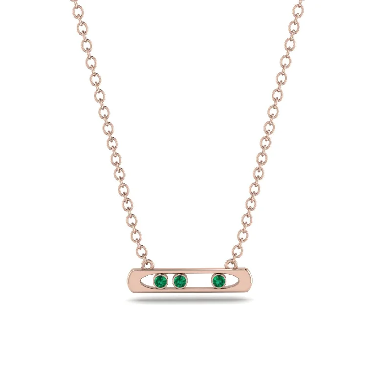 3 Emerald Stone Bar Necklace - Nala No. 5