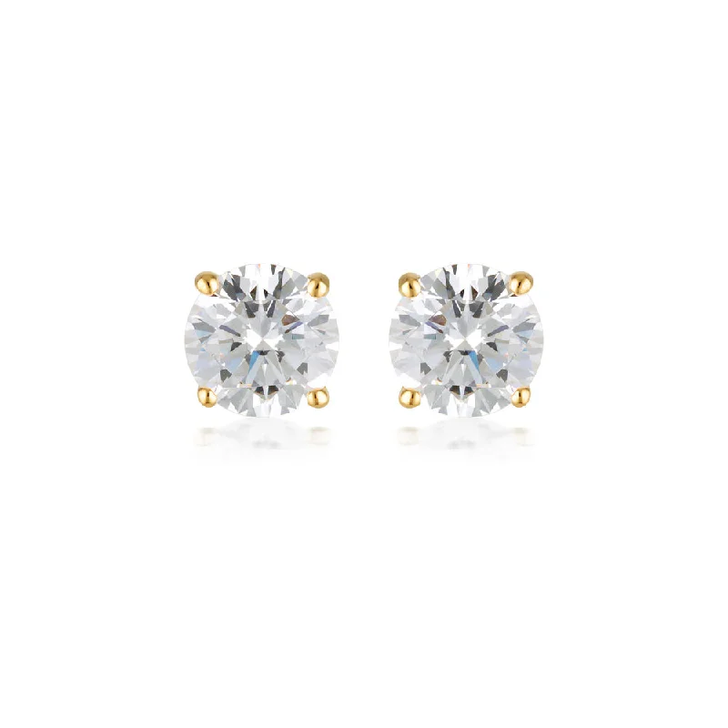 Silver Gemstone Earrings For Glam Looks-Georgini Gold Plated Sterling Silver 5mm Clear Round Stud Earrings