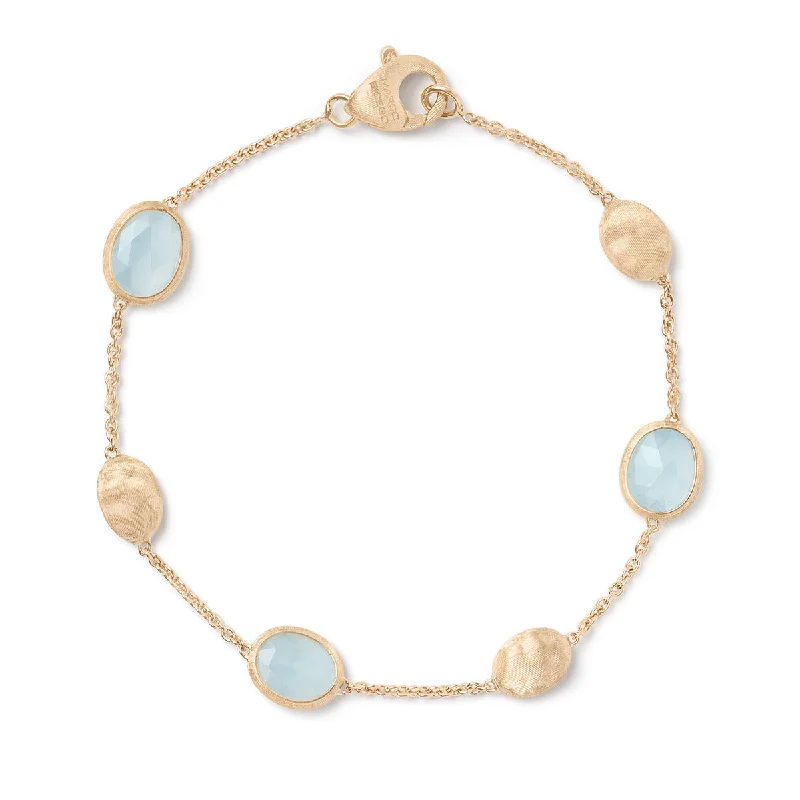 Trendy Metal Bracelets For Modern Fashion-Siviglia Collection 18K Yellow Gold and Aquamarine Bracelet