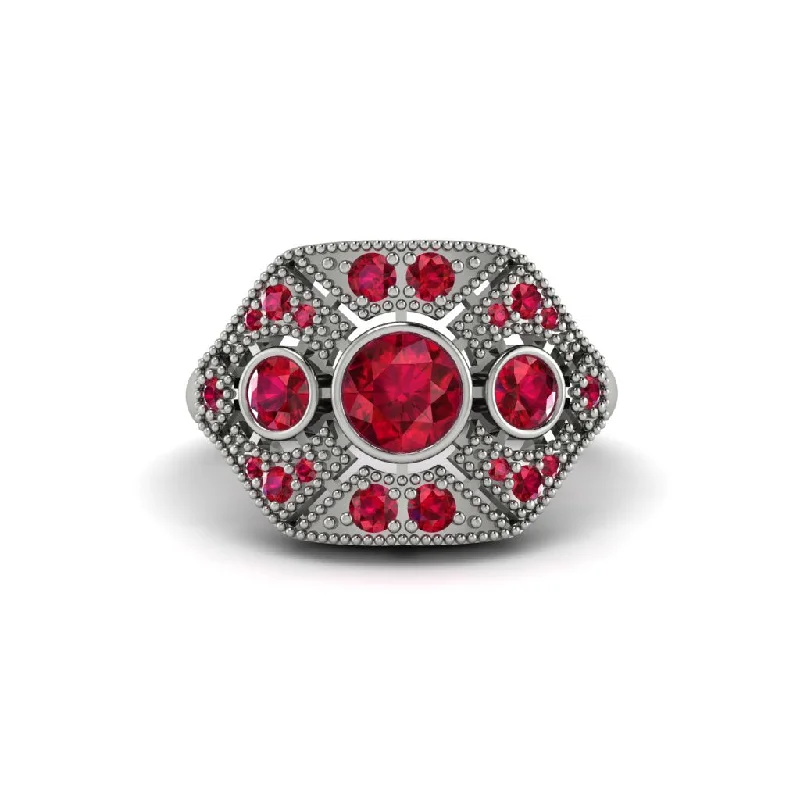 Custom Wedding Rings For Special Occasions-Ruby Art Deco Geometric Engagement Ring - Haven No. 57