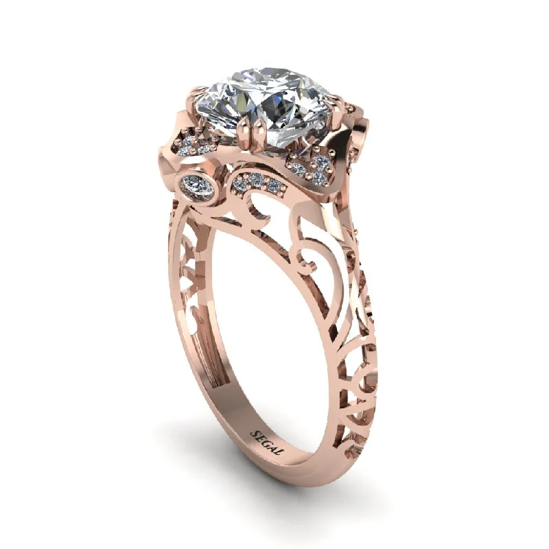 Elegant Sapphire Rings For Luxury Appeal-Diamond Ornate Filigree Engagement Ring - Evie No. 2