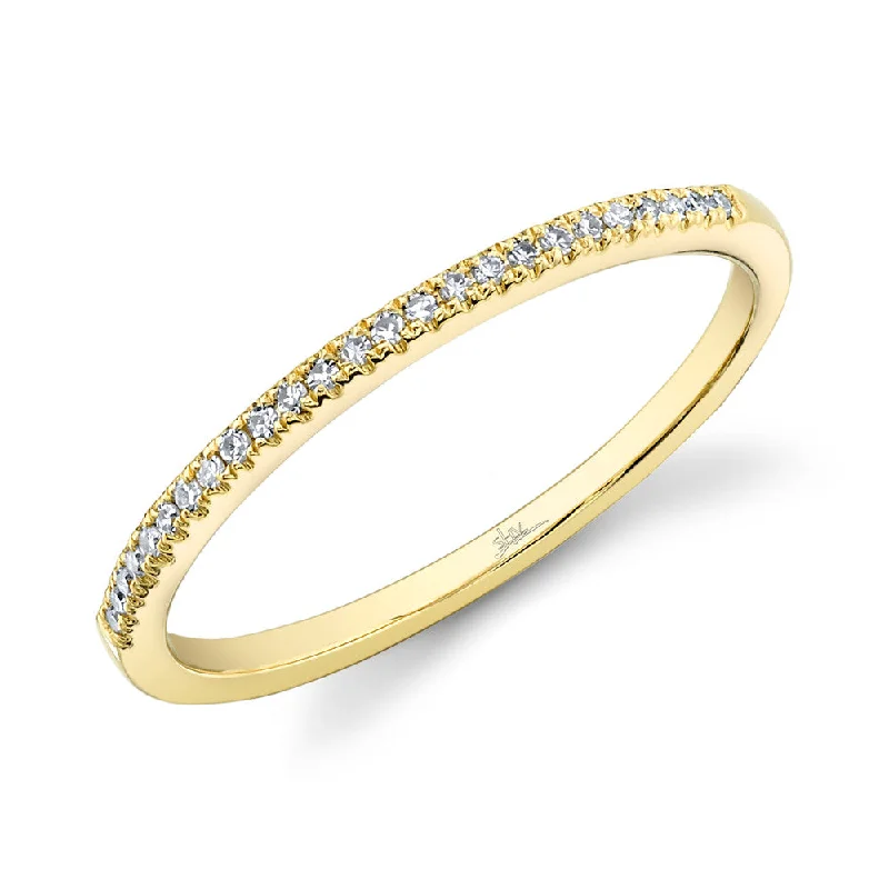 Beautiful Diamond Wedding Rings For Brides-0.08ct Yellow Gold Diamond Pave Band