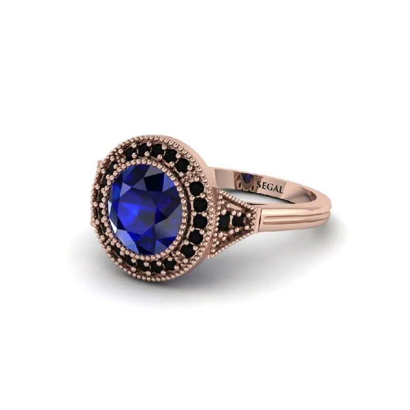 Beautiful Sapphire Engagement Rings For Timeless Glam-Round Cut Sapphire Milgrain Halo Engagement Ring - Maggie No. 44