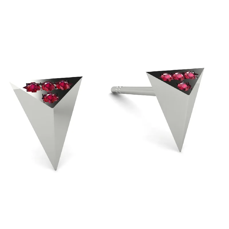 Classic Earrings For Timeless Style-Triangle Ruby Earrings - Livia No. 12