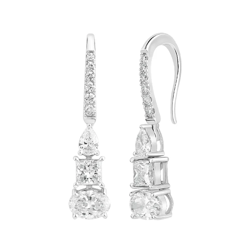 Natural Earrings For Eco-Conscious Shoppers-White Gold Diamond Drop Earrings