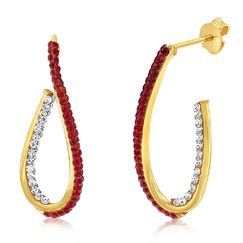 Fashionable Resin Earrings For Bright Styles-9ct Yellow Gold Silverfilled Red White Twisted 3/4 Hoop Earrings