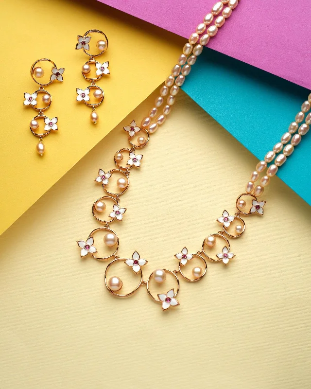 Feni Flory Pearl Necklace Set