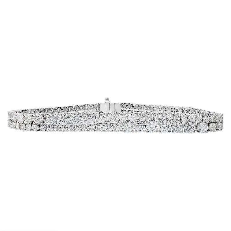 Beautiful Handmade Bracelets For Artisanal Fashion-Two Row Graduated Diamond Line Bracelet