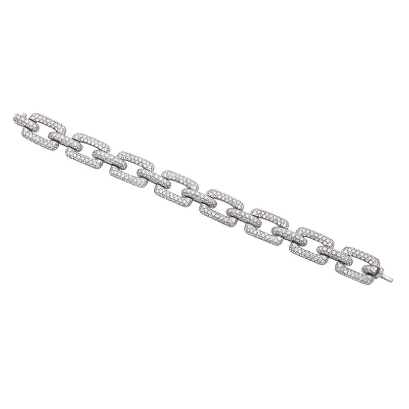 Beautiful Pearl-Set Bracelets For Timeless Fashion-Estate Diamond and 18k White Gold Link Bracelet