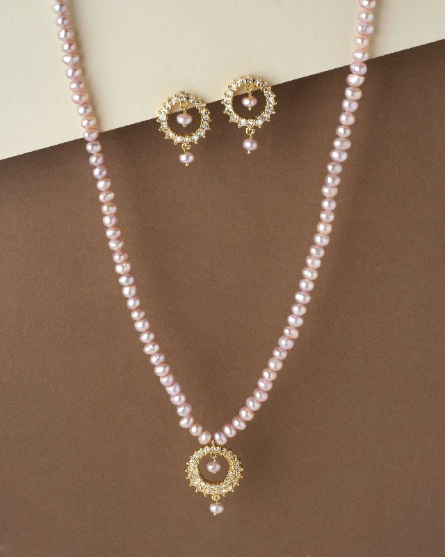 Pink Pearl Necklace Set