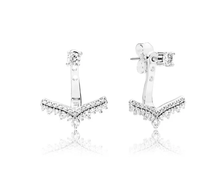 Stunning Gemstone Earrings For Fashion Divas-Pandora Princess Wish Stud Dangle Earrings