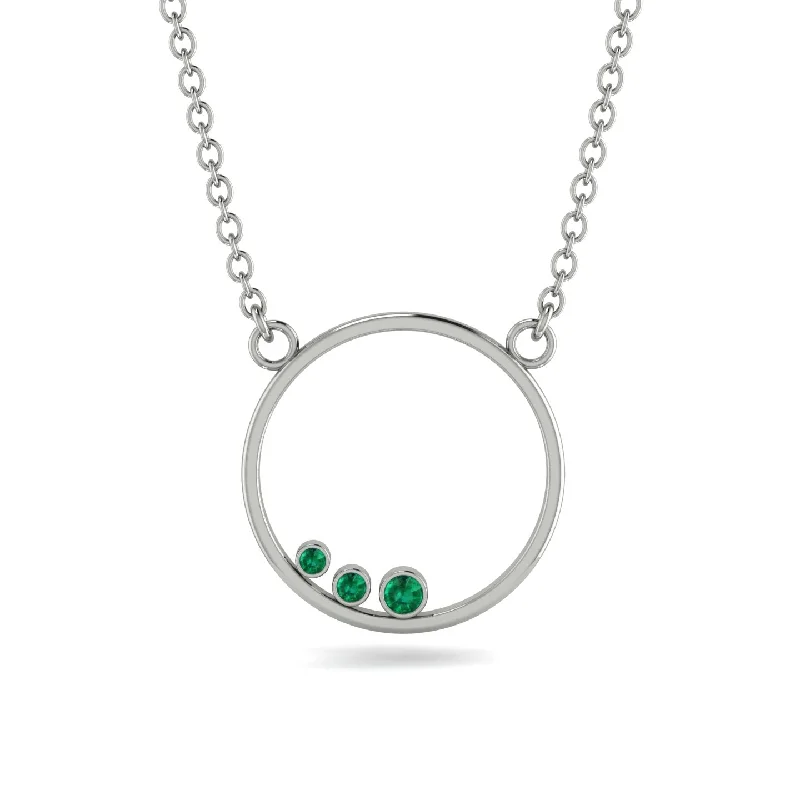 3 Emerald Round Necklace - Raina No. 6