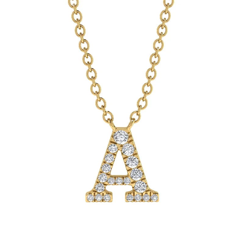 Diamond Gold Initial Necklace - A