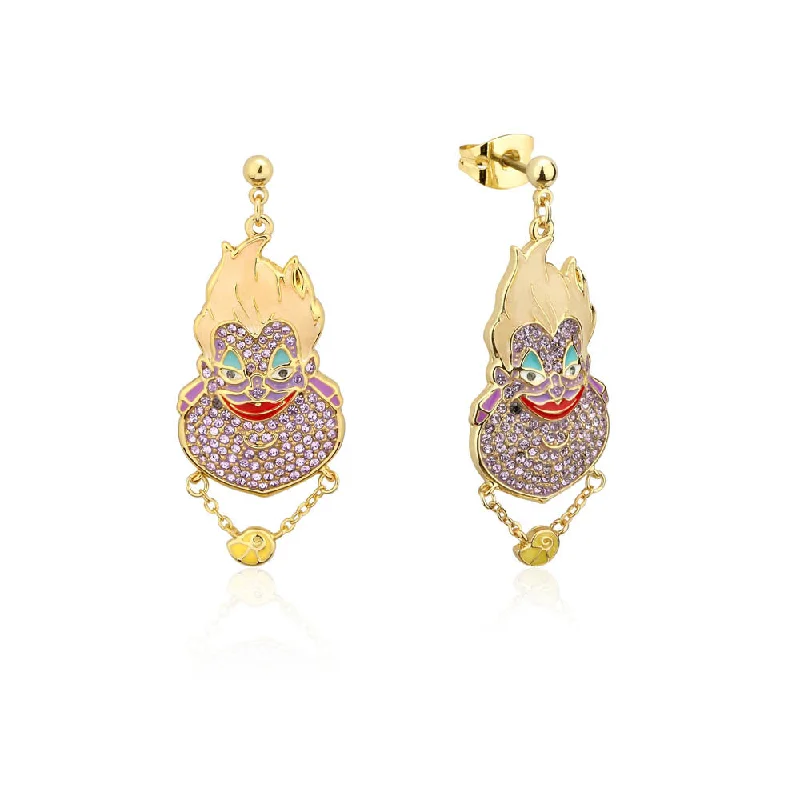 Large Hoop Earrings For Trendy Fashion-Disney Gold Plated Stainless Steel Ursula Crystal Drop Earrings