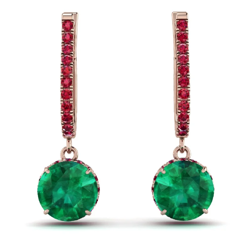 Silver Stud Earrings For Timeless Looks-Emerald Dangle Earrings With Hidden Halo - Adaline No. 50