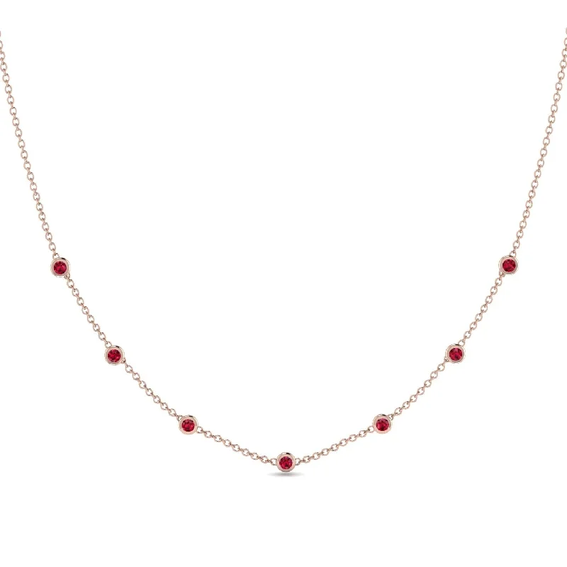 Minimalist Bezel Ruby Necklace - Liv No. 11