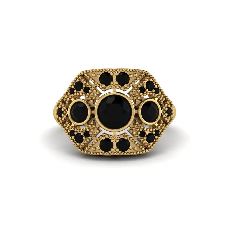 Vintage-Inspired Rings For Retro Glam-Black Diamond Art Deco Geometric Engagement Ring - Haven No. 37