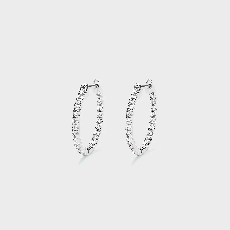 Natural Stone Earrings For Organic Fashion-Super Skinny Pave Hoops