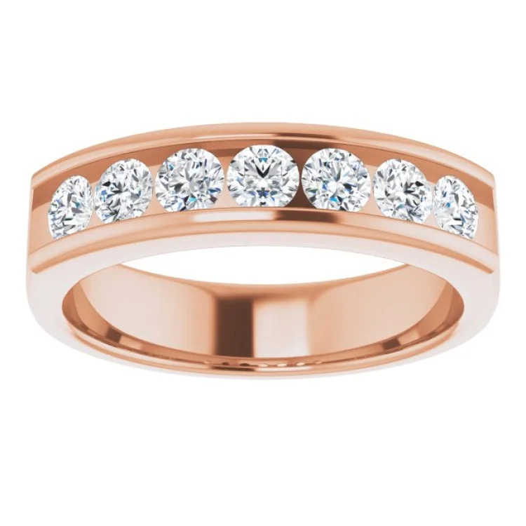 Gorgeous Platinum Engagement Rings For Luxury Brides-14K Rose 1 CTW Natural Diamond Band