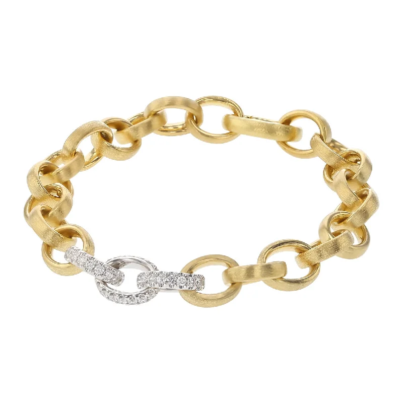 Stackable Bracelets For Layered Fashion-Diamond and Gold Link Bracelet