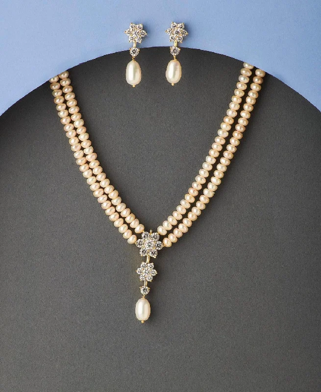 Floral Real Pearl Necklace Set