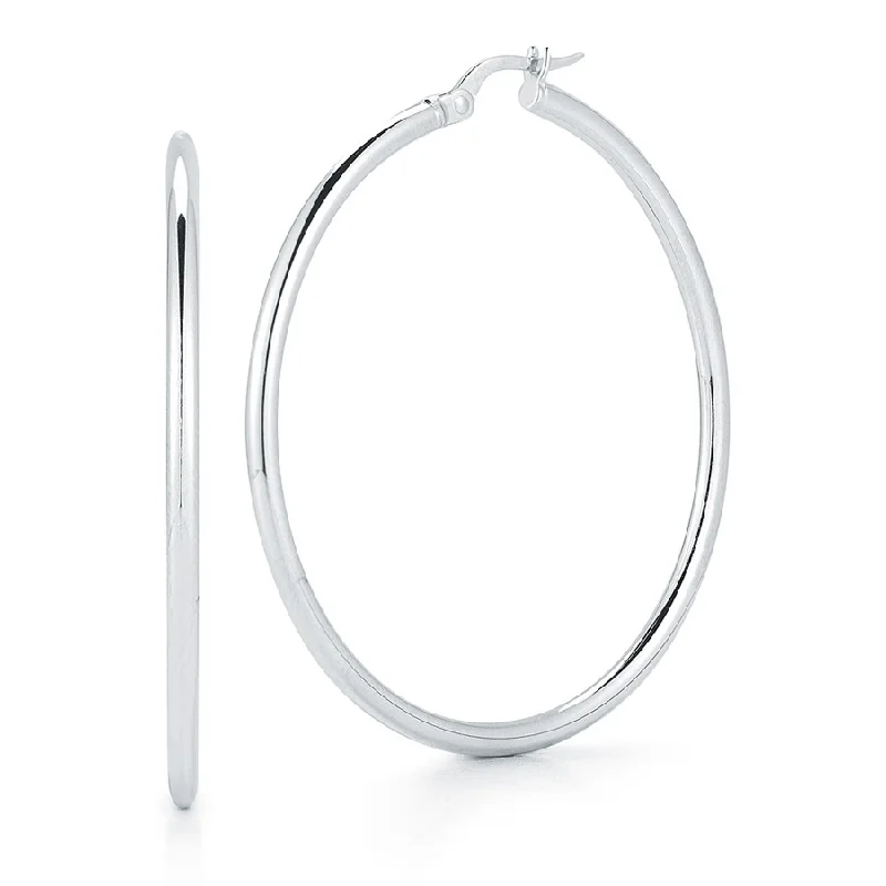 Sparkling Hoop Earrings For Elegant Style-Roberto Coin White Gold 45mm Hoop Earrings