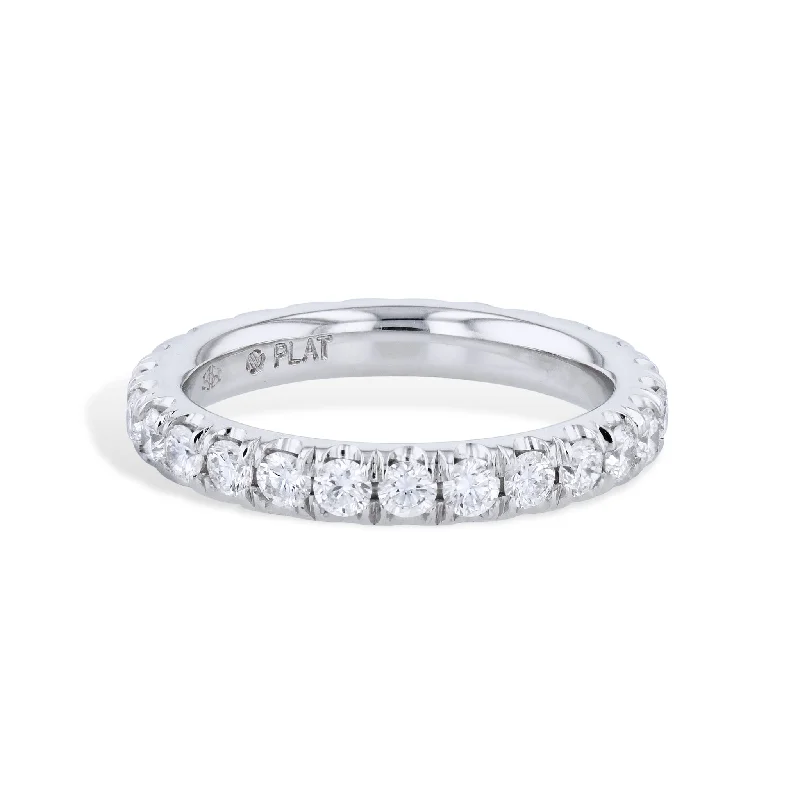 Customizable Stackable Rings For Personalized Fashion-Round Diamond Platinum Eternity Band Ring