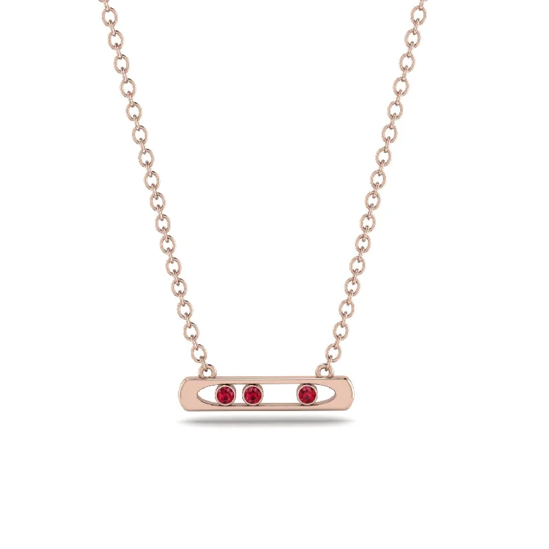 3 Ruby Stone Bar Necklace - Nala No. 11