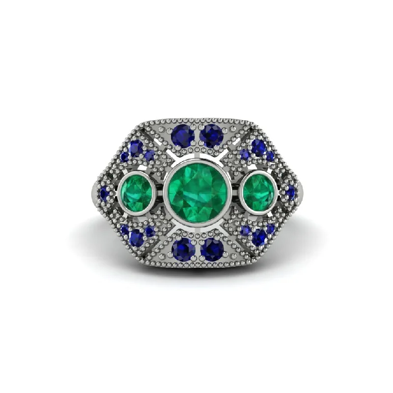 Bold Gemstone Engagement Rings For Creative Brides-Emerald Art Deco Geometric Engagement Ring - Haven No. 66