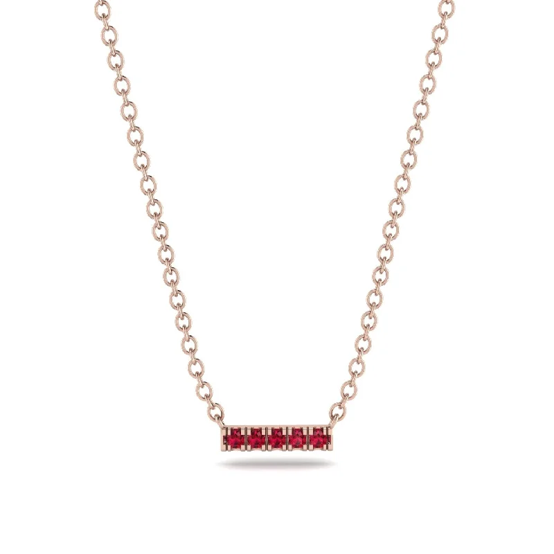 Small Ruby Necklace Bar With  - Zahra No. 11