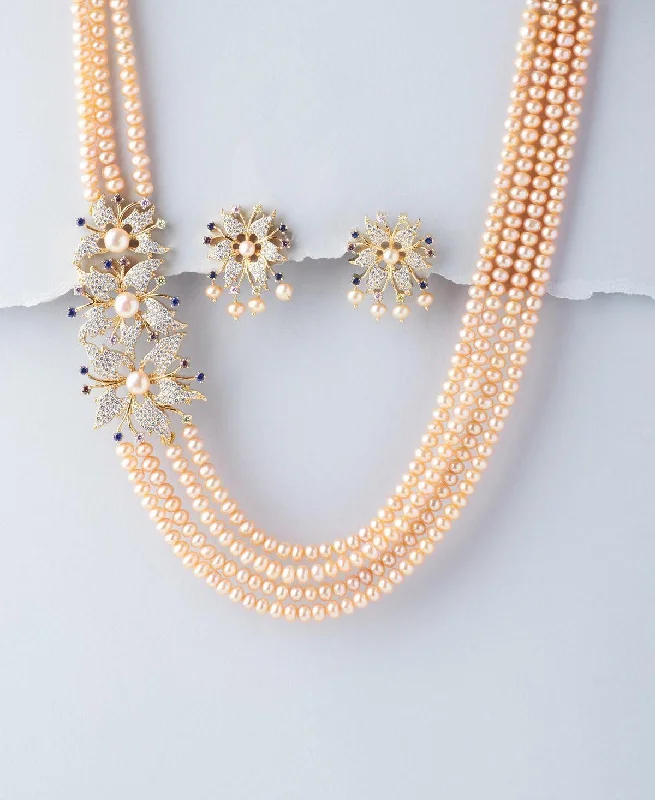 Gorgeous Pink Pearl Necklace Set