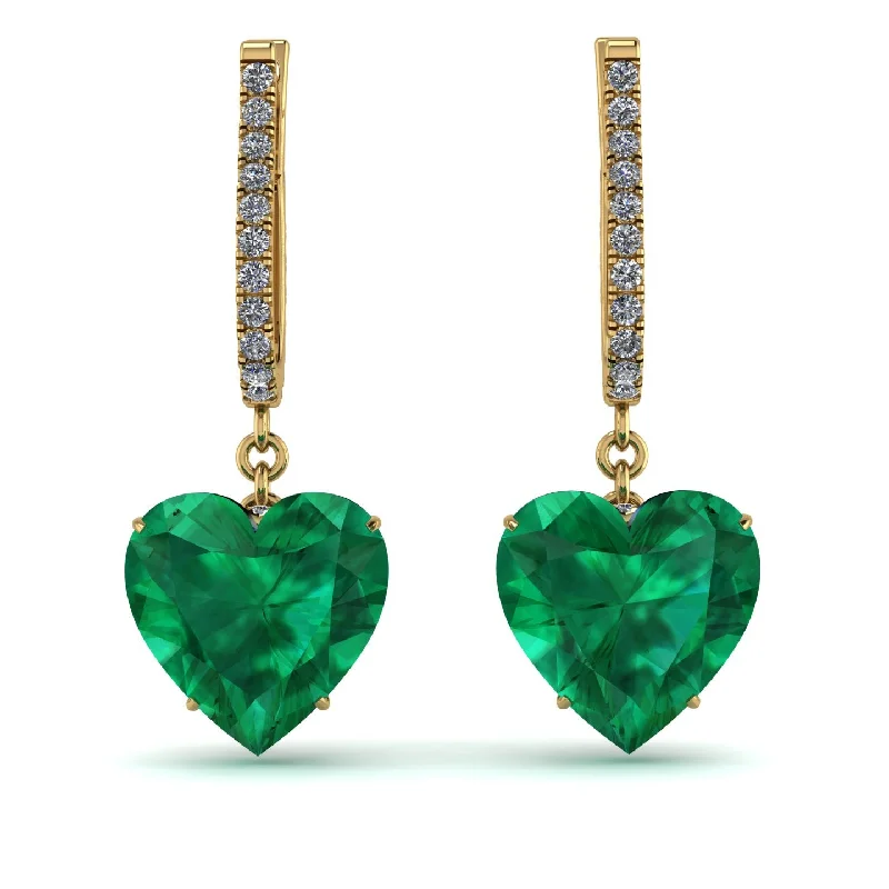 Unique Gold Earrings For Vintage Style-Heart Emerald Earrings - Noelle No. 4