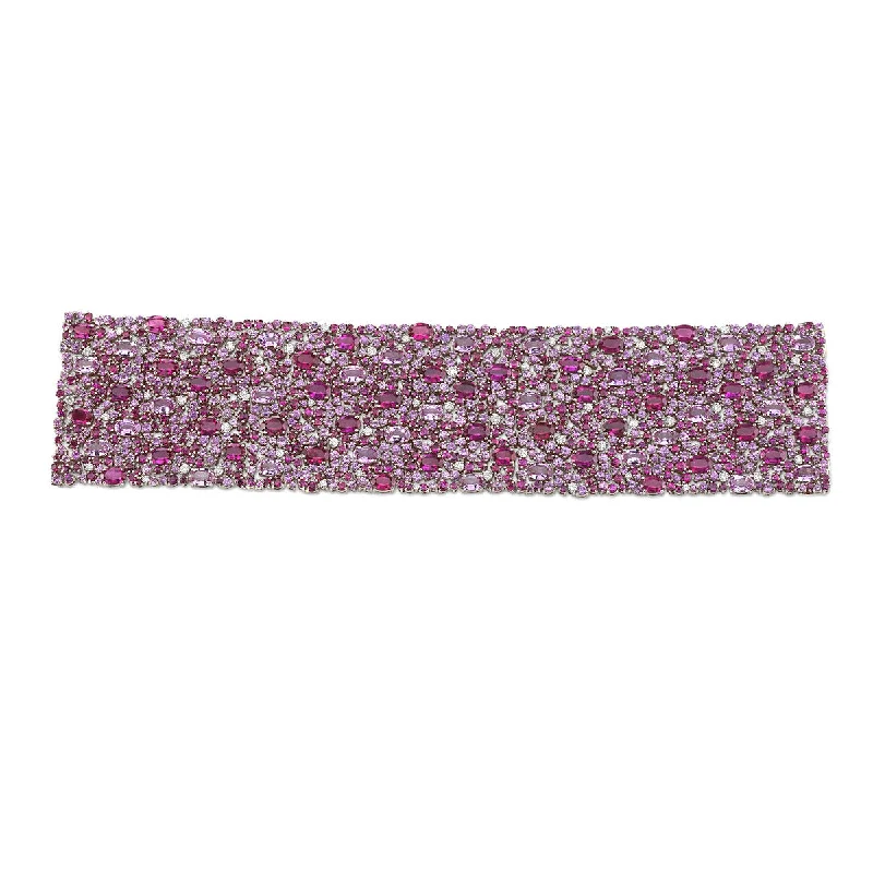 Sparkling Tennis Bracelets For Bridal Elegance-Ruby, Pink Sapphire and Diamond American Glamour Bracelet