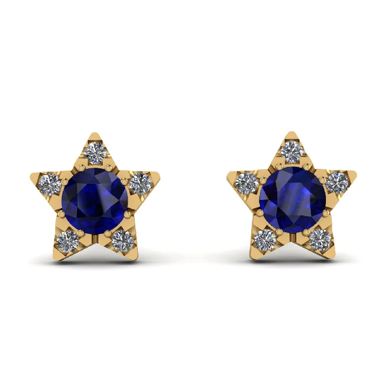 Affordable Earrings For Every Budget-Star Halo Sapphire Earrings - Zelda No. 13