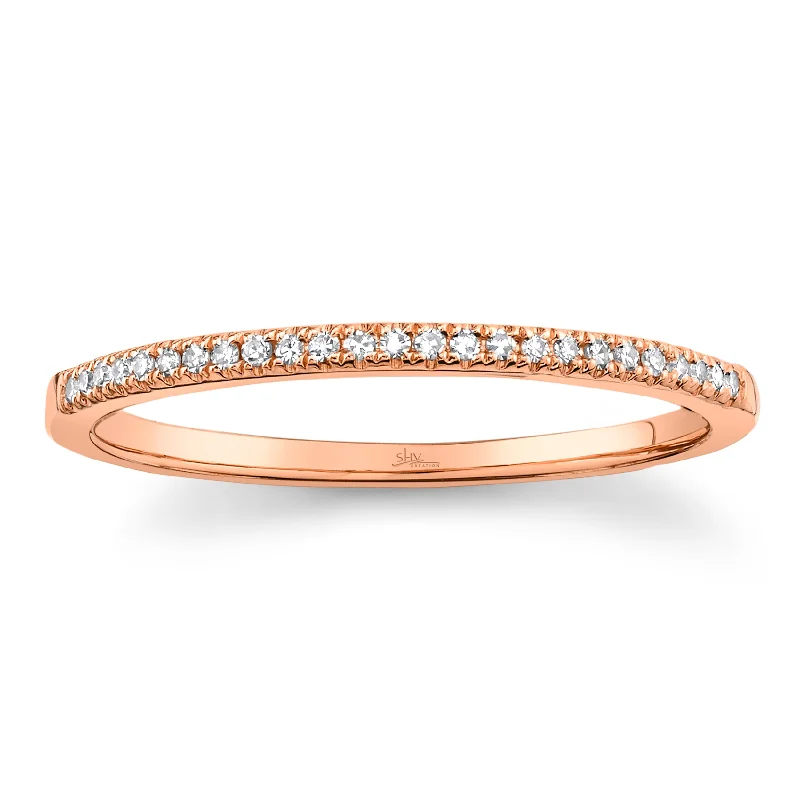 Classic Solitaire Engagement Rings For Timeless Appeal-0.08ct Rose Gold Diamond Pave Band