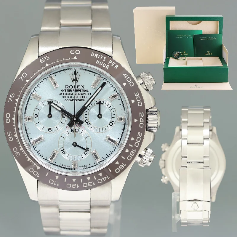 Solar-Powered Watches For Sustainable Style-Rolex Daytona 116509 Glacier Blue Diamond White Gold Platona Ceramic 40mm Watch Box