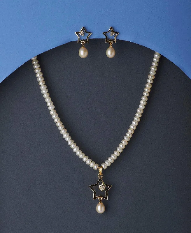 Star Shaped Real Pearl Necklace Set