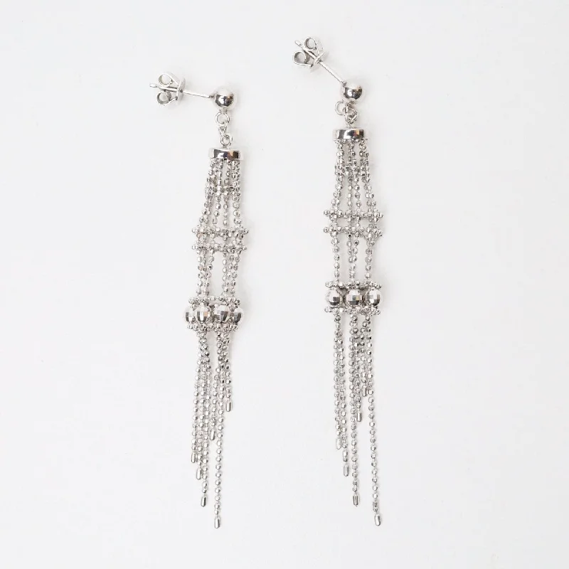 Artistic Pearl Earrings For Classic Beauty-Sterling Silver Woven Lace Long Lantern and Spiral Drops Earrings