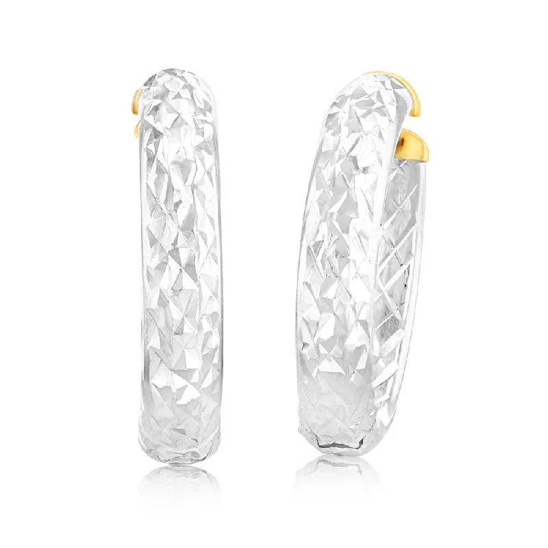 Silver Earrings For Luxurious Glam-9ct Yellow And White Gold Two Tone Hoop Earrings