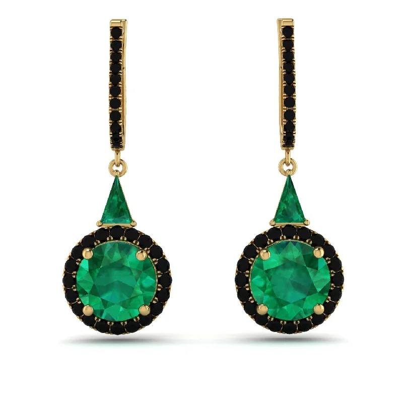 Artistic Earrings For Creative Fashionistas-Hidden Halo Emerald Earrings - Joanna No. 34