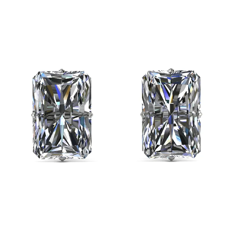 Classic Hoop Earrings For Timeless Style-Hidden Halo Emerald Cut Diamond Earrings - Vanessa No. 3