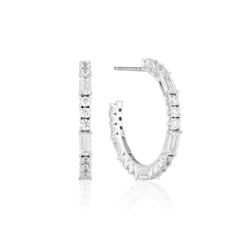 Stunning Earrings For Formal Parties-Georgini Sterling Silver Irina Medium Hoop Earrings