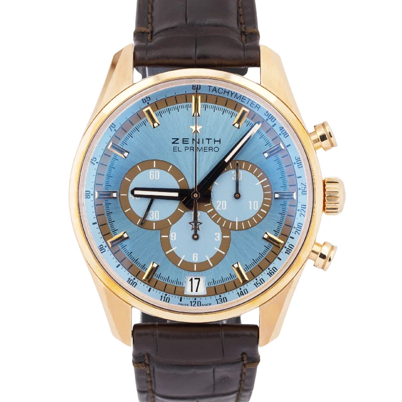 Stylish Digital Watches For Tech Lovers-2025 PAPERS Zenith El Primero 42mm BLUE 18K Rose Gold 18.2045.400/57.C494 BOX